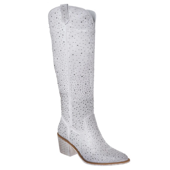 Pierre Dumas White Rhinestone Cowgirl Boots / Eras Tour - Lightly Worn / Size 8 - Picture 2 of 7